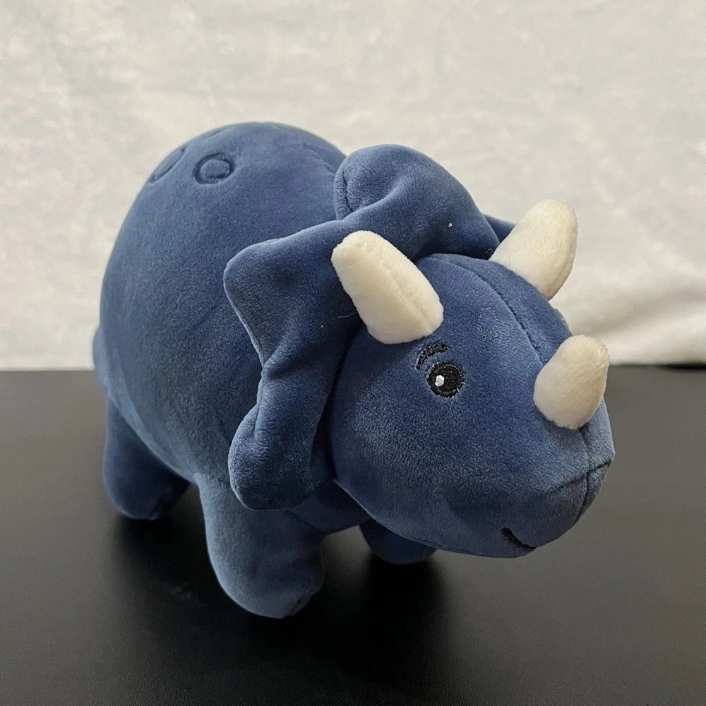 Dinosaur Plush Triceratops Blue 11" Stuffed Animal Toy Stitched Eyes